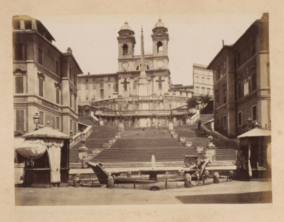 View of the Spanish Steps at the Piazza di Spagna in Rome, album page, photograph, This photo is