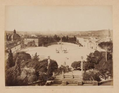 View of Piazza del Popolo in Rome, album page, photograph, This photo is part of an album.,