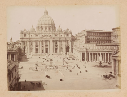 View of St. Peter's Square in Vatican City, album page, photograph, This photo is part of an album