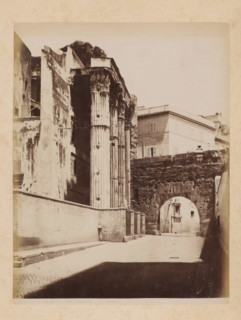 View of the Temple of Mars Ultor at the Forum of Augustus in Rome, album page, photograph, This