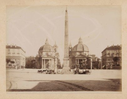 View of the Piazza del Popolo in Rome, album page, photograph, This photo is part of an album.,