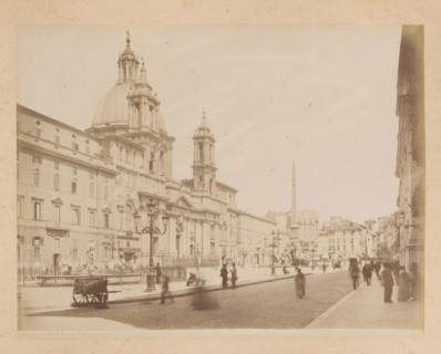 View of the Piazza Navona in Rome, album page, photograph, This photo is part of an album.,