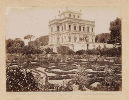 View of the Villa Doria Pamphilj in Rome, album page, photograph, This photo is part of an album.,