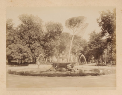 View of the Fontana dei Cavalli Marini in the Villa Borghese in Rome, album page, photograph, This
