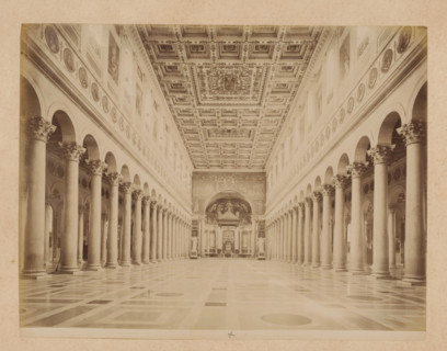 Interior of St. Paul Outside the Walls in Rome, album page, photograph, This photo is part of an