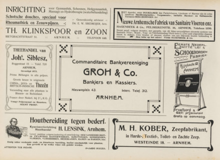 Advertisements, album page, Advertisements for, among others, Th. Klinkspoor and Son, New Arnhem