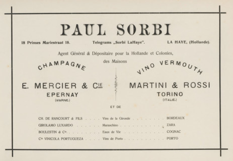 Advertisement for Paul Sorbi, album page, This page is part of an album., Netherlands, in or after