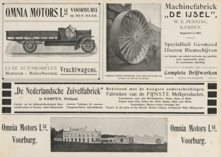 Advertisements, album page, photomechanical print, Advertisements for Omnia Motors Ltd,