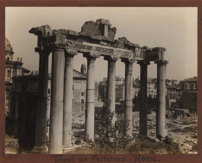 Temple of Saturn, Rome, Roman Forum, Italy, album page, photograph, Italy., inscription: 'Temple of