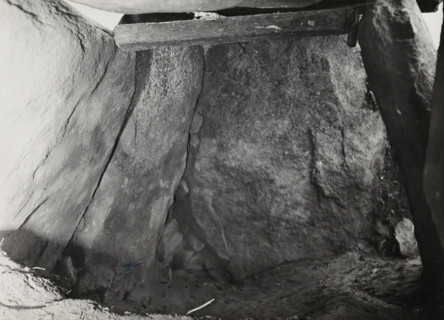 Kerguntuil Dolmen, Trégastel, photograph, inscription: 'the keystone seen from the inside, on the