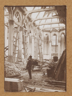Interior of the Nieuwezijds Chapel in Amsterdam during the demolition in 1908, with Johannes van