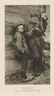 Two boys on the street, Rascals, page, photomechanical print, photographer: WL Greve, Netherlands,