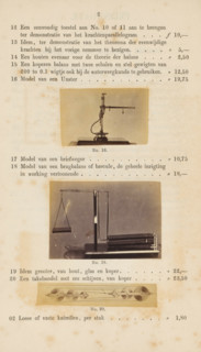 Three photographs of physics instruments, photograph, page, Above a model of a steelyard balance,