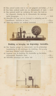 Physics instruments, photograph, page, Above a model of a wheel, below an apparatus for expressing