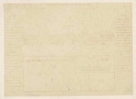 Photo reproduction of a front view and a floor plan of a creosoting workshop, photograph,
