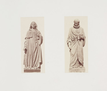 Plaster models for sculptures on the Palais du Louvre: left 'Suger' by Nicolas Bernard Raggi and