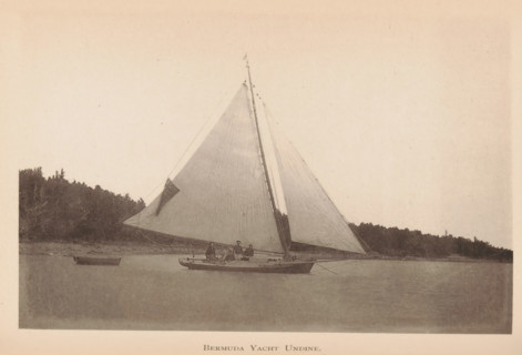 Bermuda yacht Undine, page, photomechanical print, photographer: James H. Stark, Bermuda, cliché