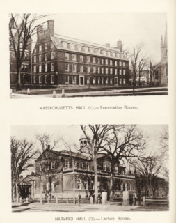Massachusetts Hall, Harvard Hall, page, photomechanical print, number: '(1) (2)', Cambridge (MA), c