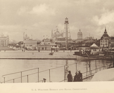Coast Guard station and weather bureau at the World's Columbian Exposition in Chicago in 1893, US