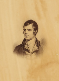 Photo reproduction of a painting, depicting a portrait of Robert Burns, photograph, reproduction,