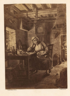 Photo reproduction of a painting, depicting Tam's wife in an interior, photograph, reproduction,