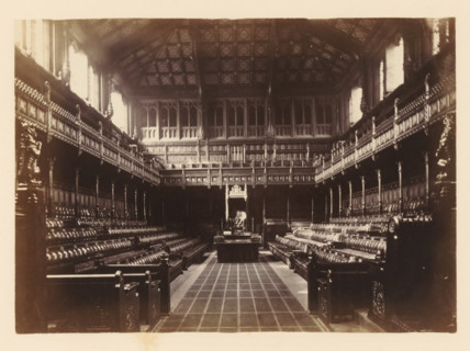 Interior of House of Commons, photograph, page, photographer: John Harrington, London, c. 1864 - in