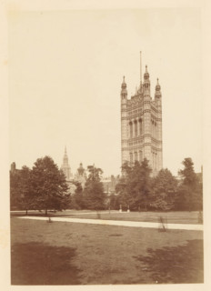 View of Victoria Tower, photograph, page, photographer: John Harrington, London, c. 1864 - in or