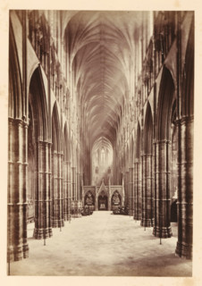 The nave in Westminster Abbey, looking east, photograph, page, photographer: John Harrington, c.