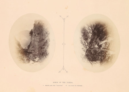 View of Ragatz and the Tamina Gorge, Gorge of the Tamina, photograph, page, inscription: 'I. Ragatz