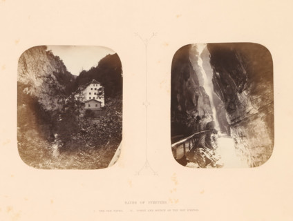 View of the gorge and the source of the thermal baths of Pfeffers, Baths of Pfeffers, photograph,