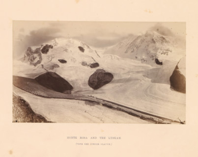 View of Monte Rosa, Monte Rosa and the Lyskam, photograph, page, inscription: '(from the corner