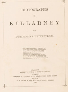 Photographs of Killarney with descriptive letterpress, book, annotation: 'SEPT, 1991', publisher: