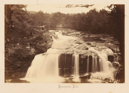 View of Bonnington Linn Waterfall, Bonnington Linn, photograph, page, South Lanarkshire, c. 1862 -