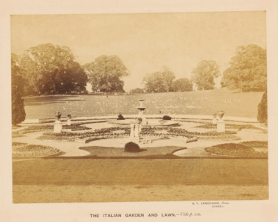 View of the Italian Garden in Moor Park in Rickmansworth, The Italian Garden and Lawn, photograph,