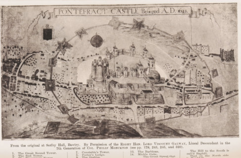 Reproduction of a map of Pontefract during the Siege of Pontefract, reproduction, page,