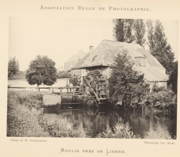 View of a watermill, Moulin près de Lierre, page, photomechanical print, inscription: 'Bulletin de