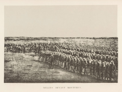 View of army troops, Belges Devant Monterey, page, photomechanical print, photographer: Capitaine