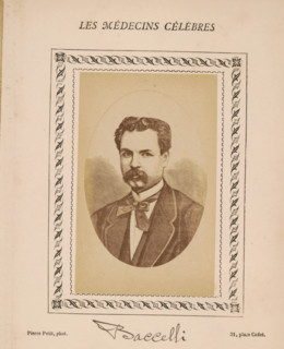 Photo reproduction of a portrait of Guido Baccelli, photograph, reproduction, page, annotation: