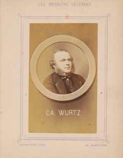 Portrait of Charles-Adolphe Wurtz, photograph, page, inscription: '(Publication de la Revue de