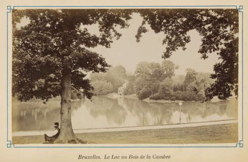 View of the Bois de la Cambre in Brussels, Bruxelles. Le Lac au Bois de la Cambre, photograph,
