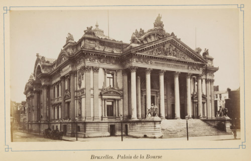 Brussels. Palace of the Stock Exchange, View of the Brussels Stock Exchange, photograph, page,