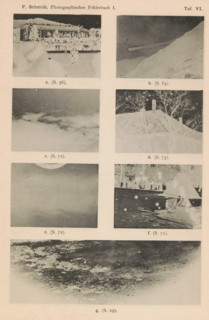 Seven examples of imperfections in negatives, page, photomechanical print, number: 'Taf. VI.',