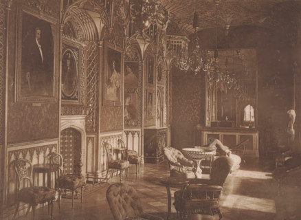 Interior of the picture gallery in Strawberry Hill in London, page, photomechanical print,