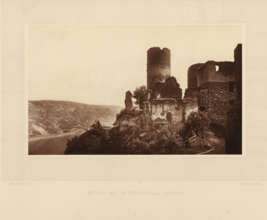 Ruins of Schoenburg, Rhine, View of the ruins of Schönburg at Oberwesel, page, photomechanical
