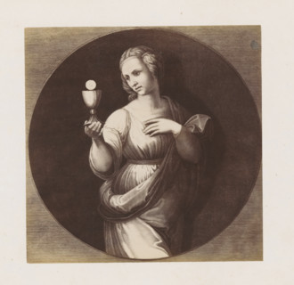 Photo reproduction of an engraving after Faith by Raphael in the Vatican, photograph, reproduction,