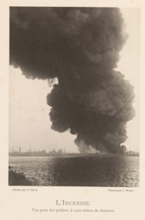 Fire in a hangar with oil after the explosion of a munitions factory in Oosterweel near Antwerp on