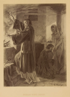 Reproduction of a drawing of a scene with Ingram and Winfried from Die Ahnen by Gustav Freitag, by