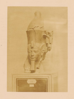 Head of an Egyptian statue in the Boulaq Museum in Cairo, Egypt, photograph, page, photographer: