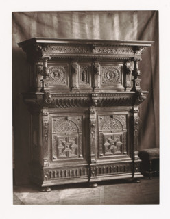 Flemish style sideboard, installed during the 1873 Exposition Rétrospective in Tours, France, page,