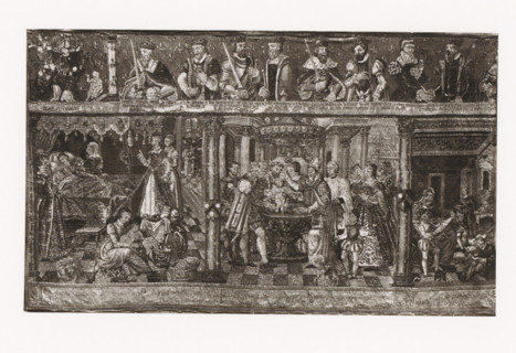 Tapestry depicting the reign of Henry II of France, exhibited during the Exposition Rétrospective